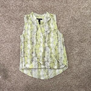 INC International Concepts Green and White Snake Print Blouse